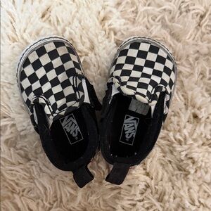 Vans Checkerboard Infant Slip-On Crib Shoes Black White Baby